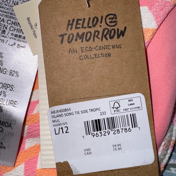 Billabong Island Song tie Bikini bottom LG - Picture 4 of 4